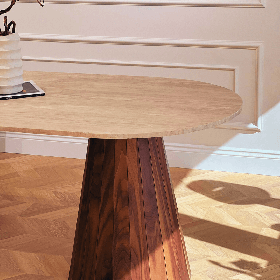 The Redwood Travertine Dining Table