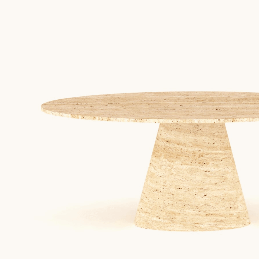 Olympian Ellipse Travertine Table