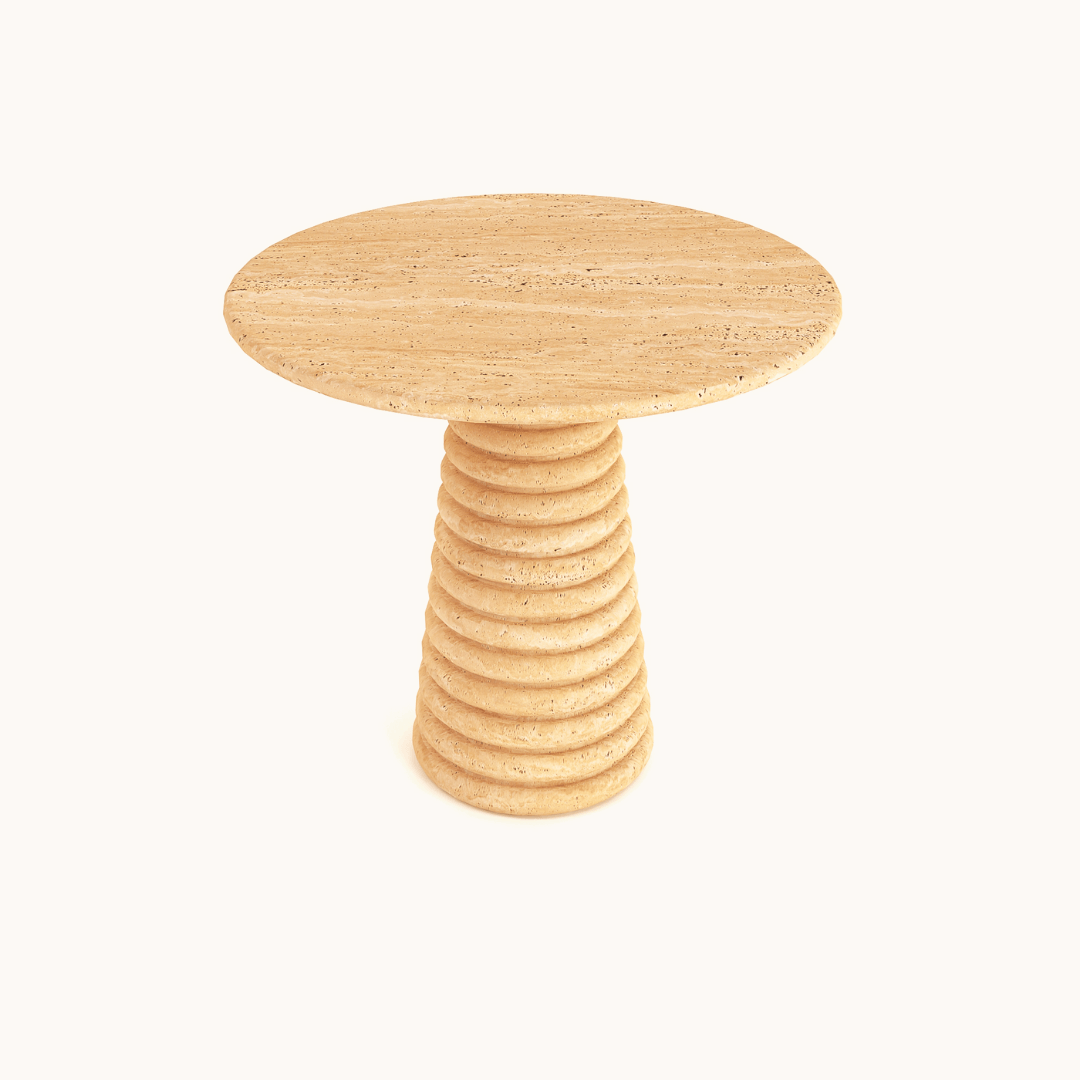 The Harmony Round Travertine Dining Table