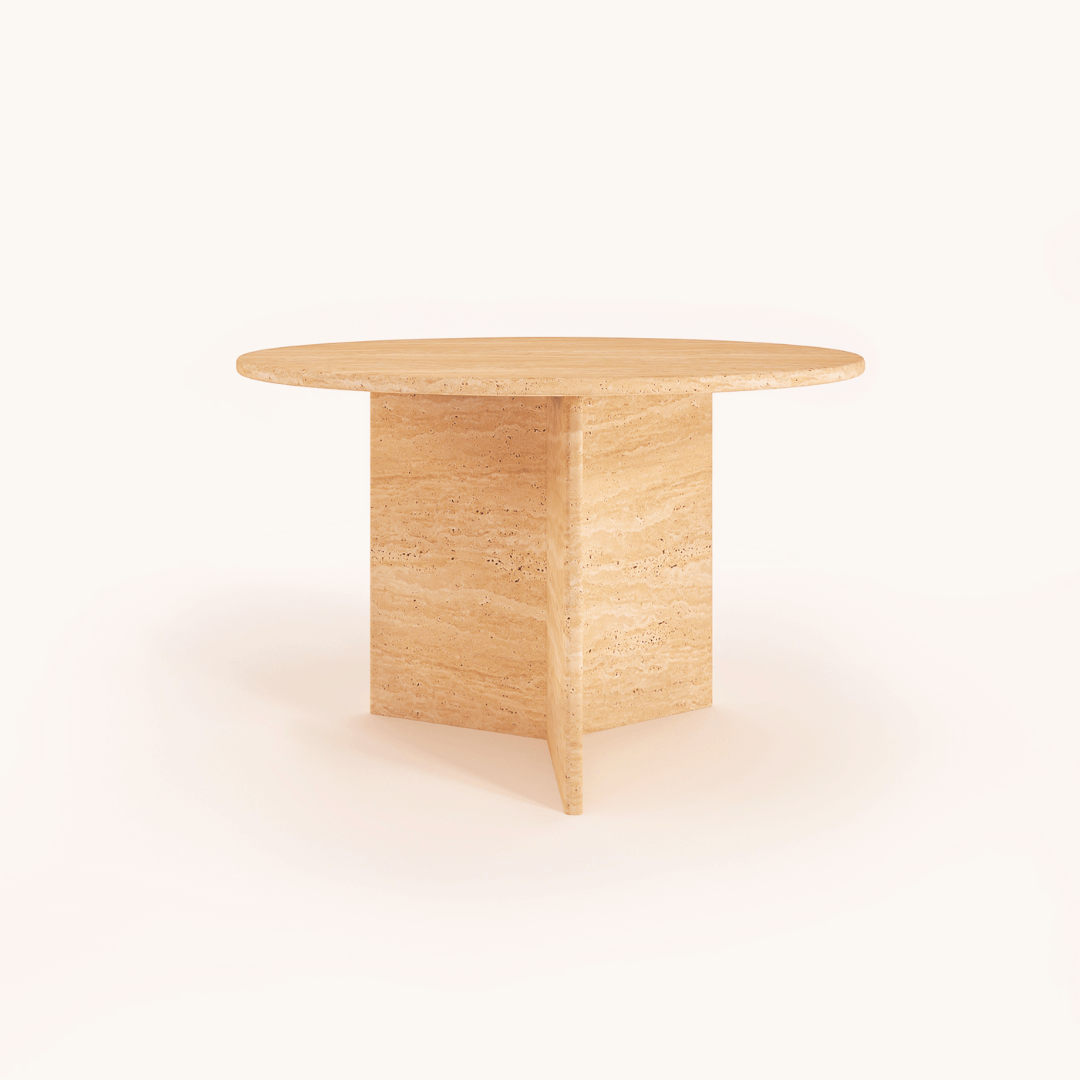 Contemporary Round Travertine Table