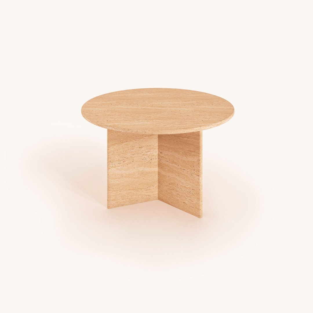 Contemporary Round Travertine Table