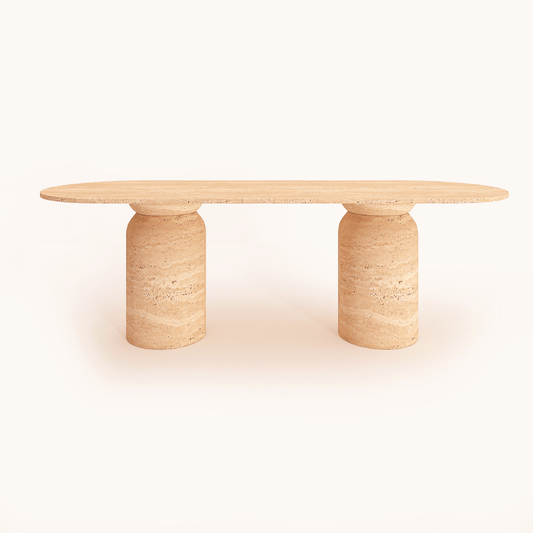 The Pillar Oval Travertine Dining Table