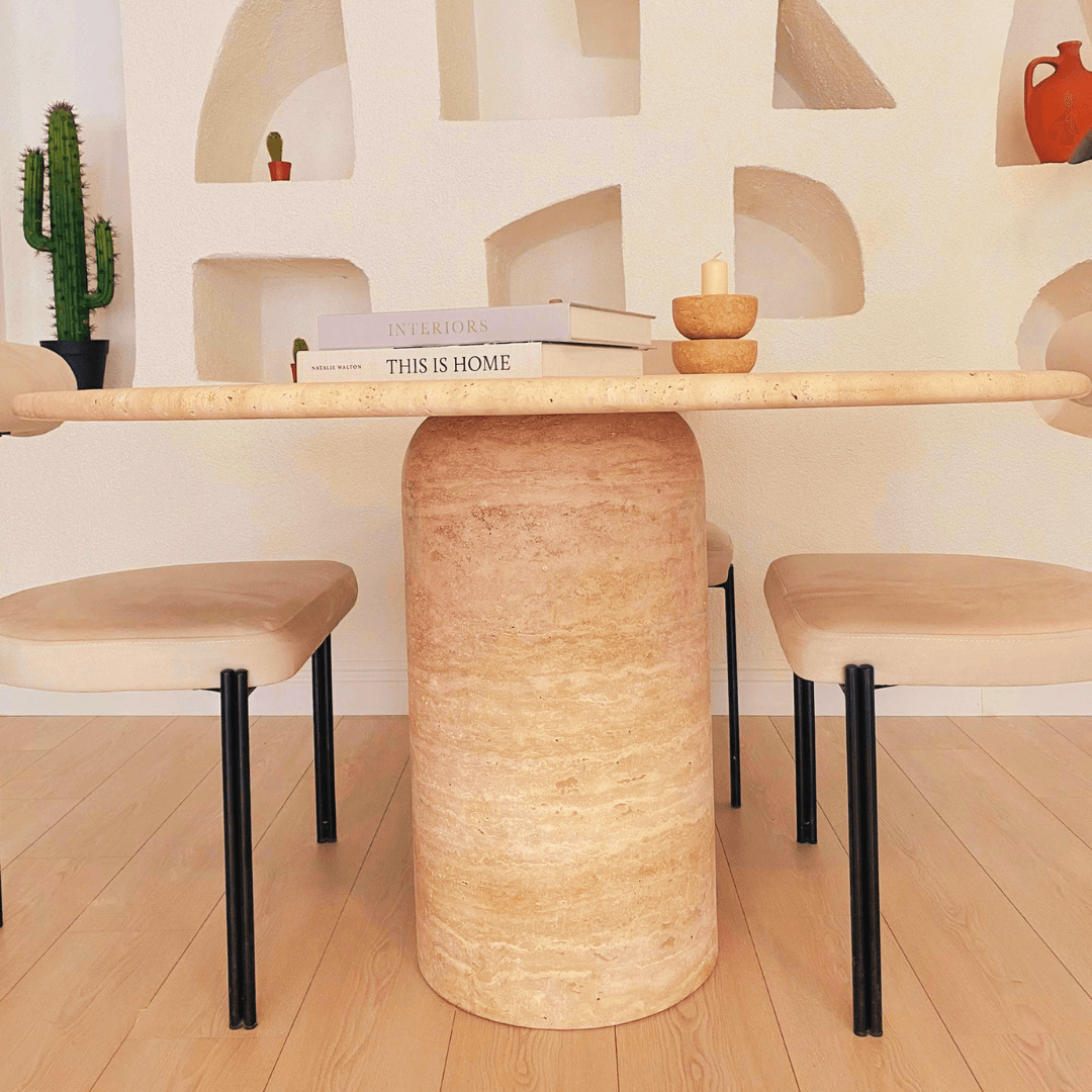 The Chic Oval Travertine Dining Table