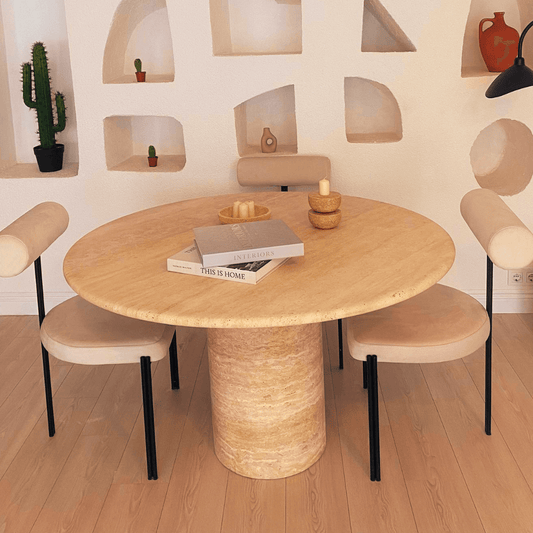 The Chic Oval Travertine Dining Table