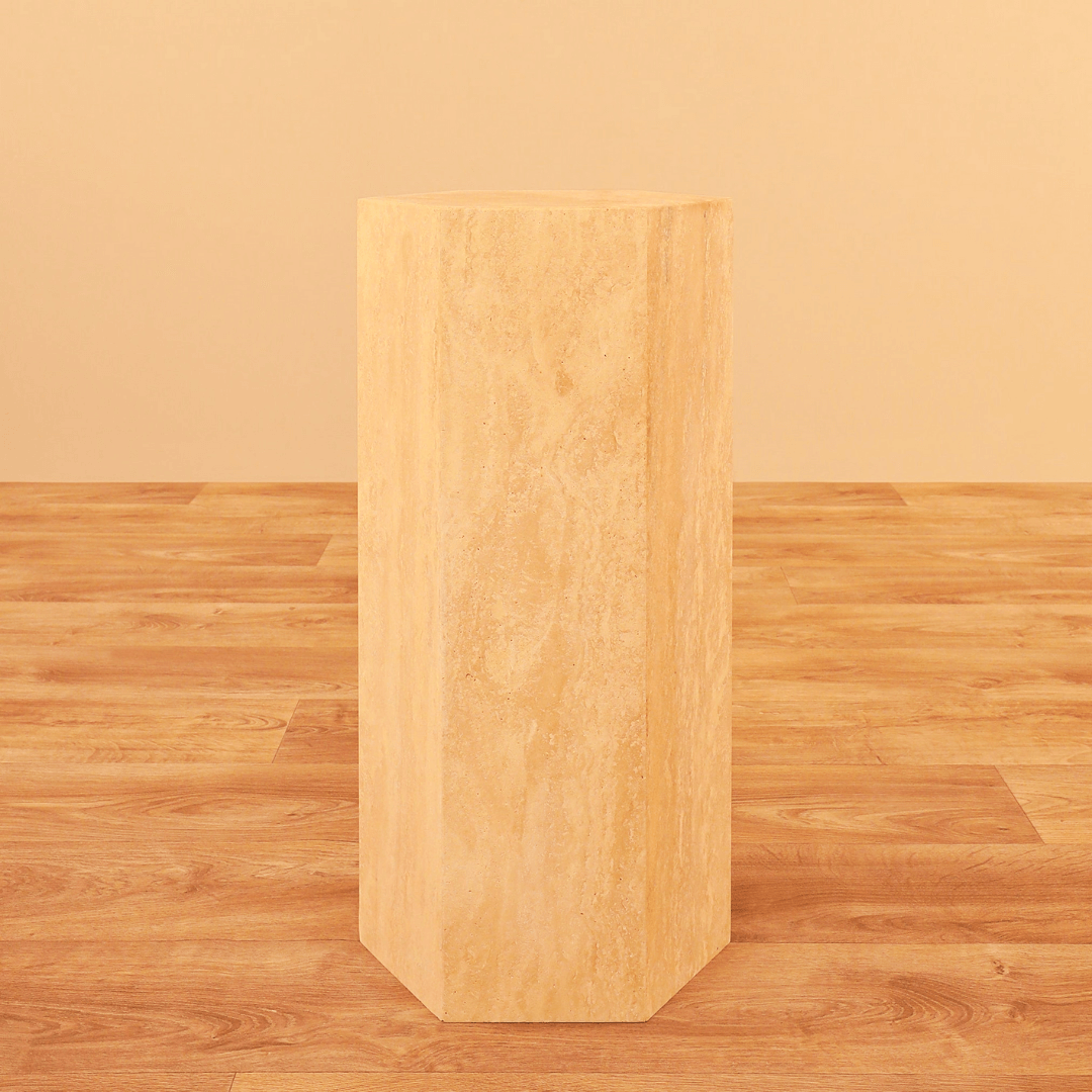 Unique Design Travertine Pedestal with Geometrical Shapes