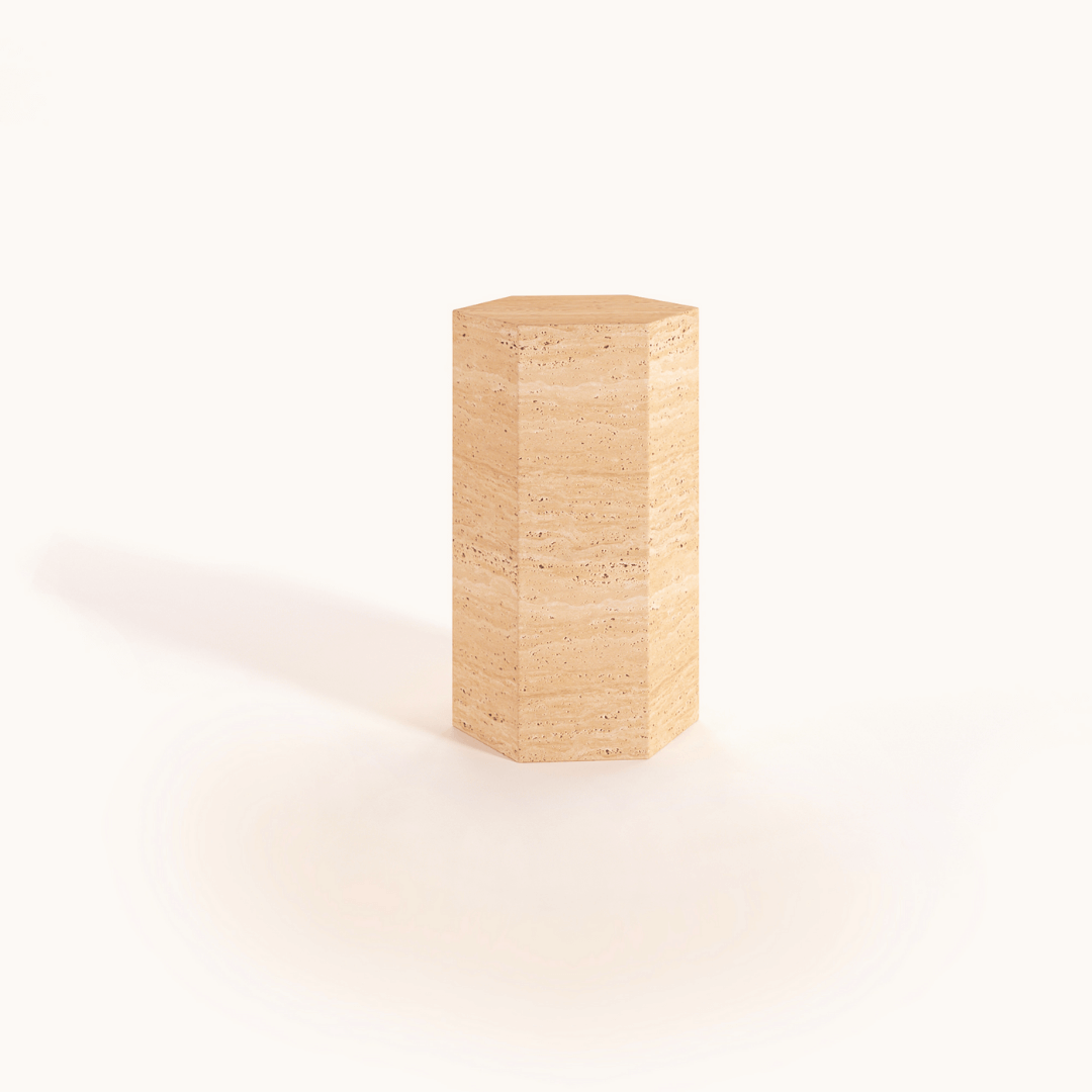 Unique Design Travertine Pedestal with Geometrical Shapes