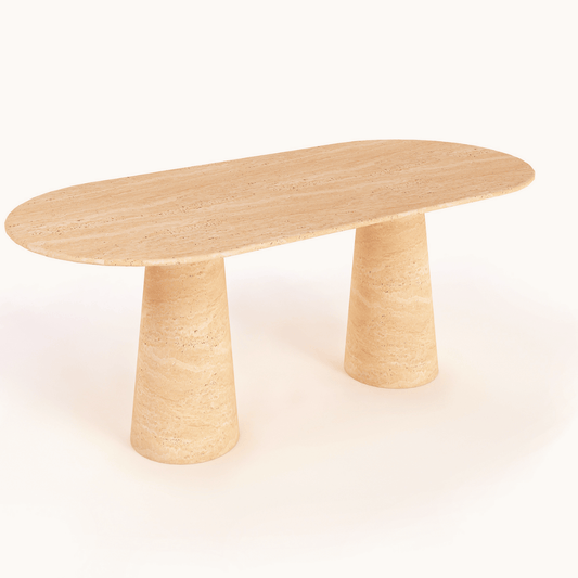 Harmony Oval Travertine Dining Table