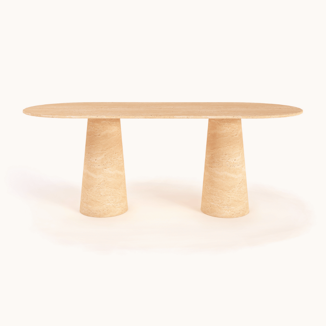 Harmony Oval Travertine Dining Table