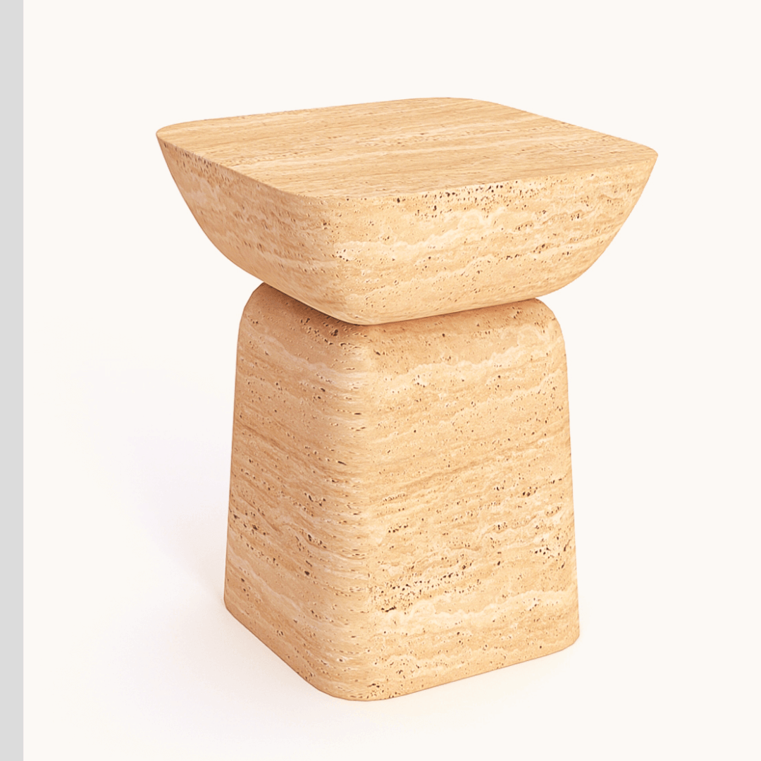 Modern Minimalist Travertine Pedestal with Sleek Design