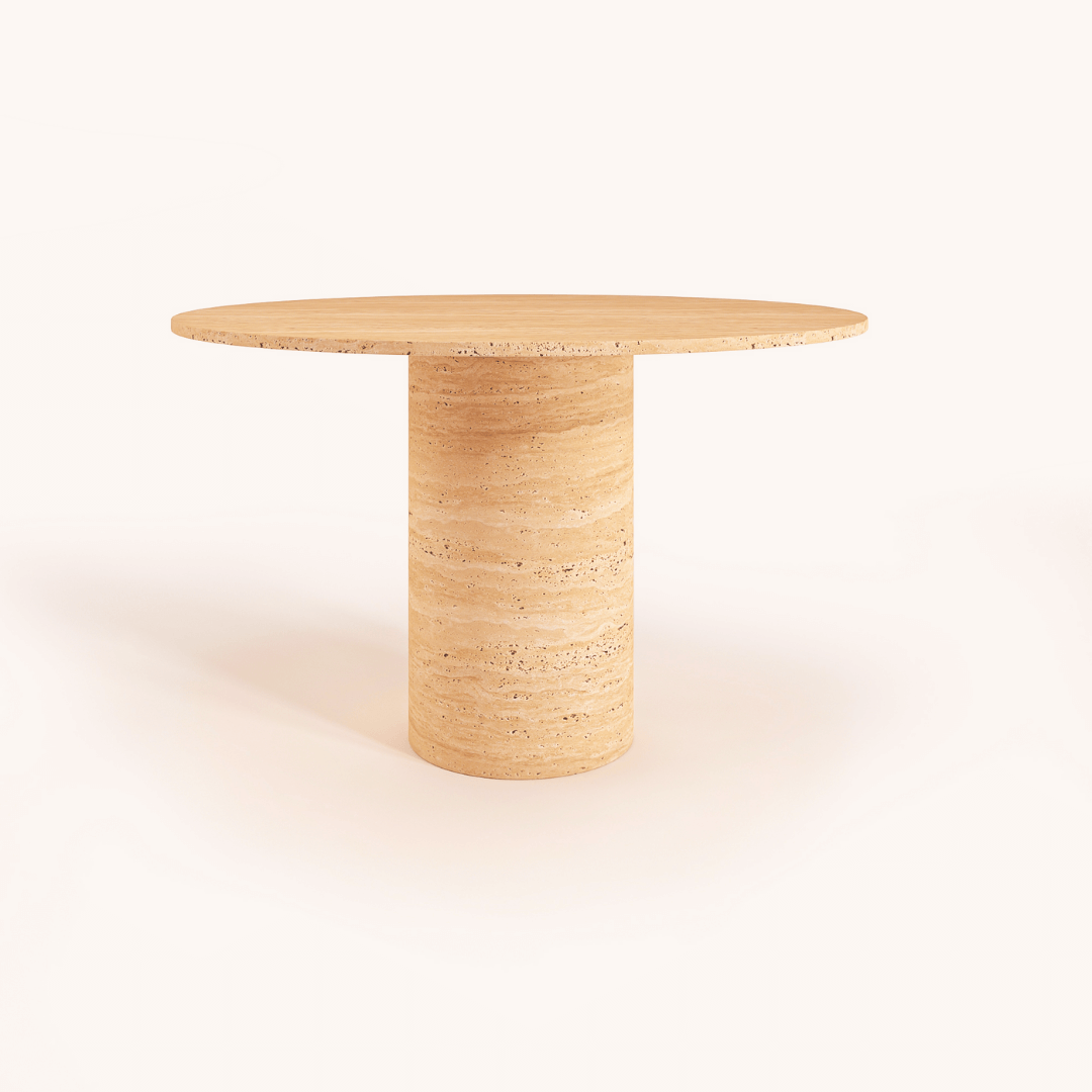 The Elysian Travertine Round Dining Table