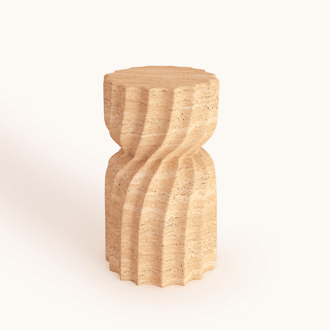 Elegant Handcrafted Travertine Pedestal with Polished Finish