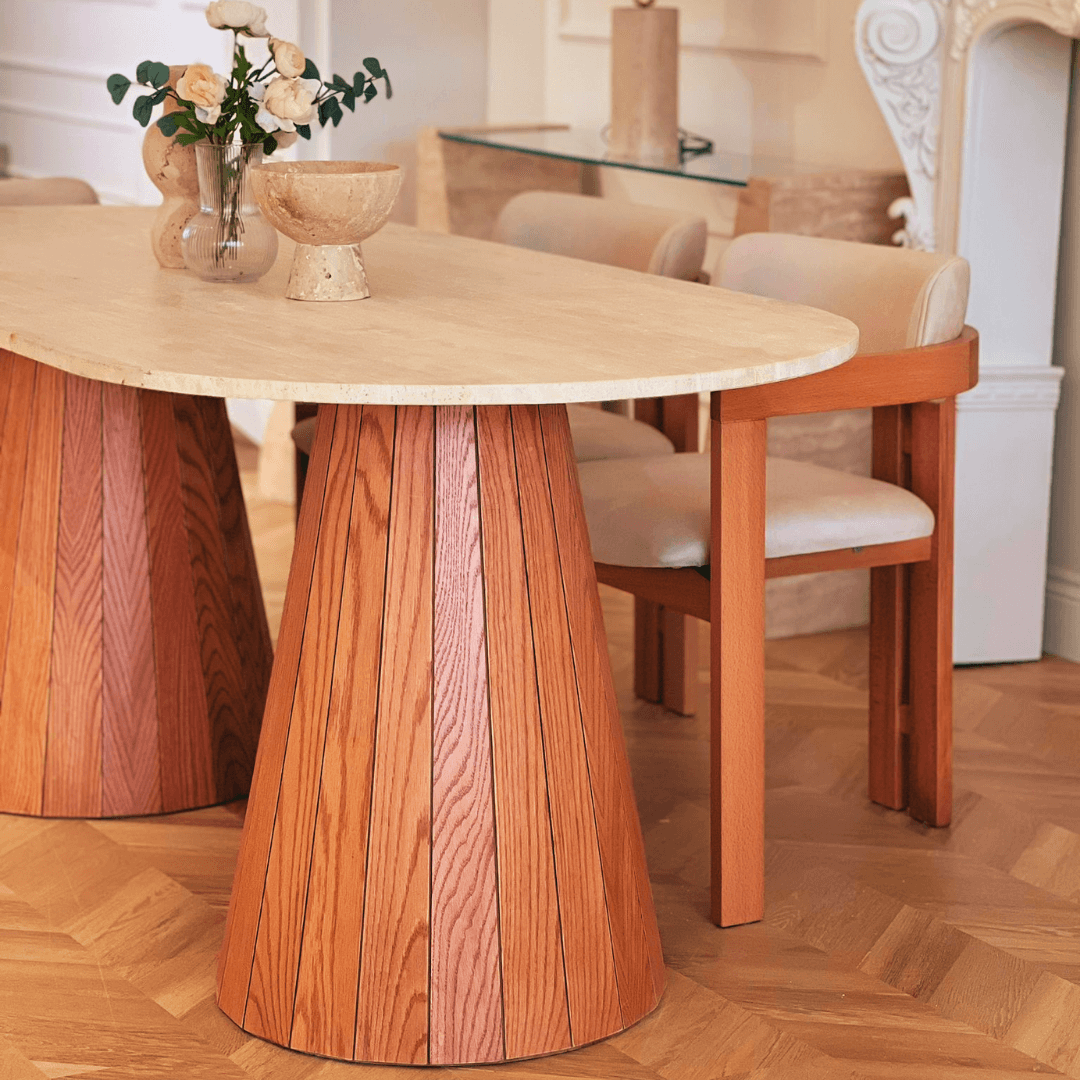 The Redwood Travertine Dining Table