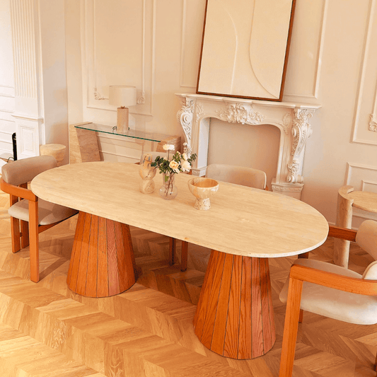 The Redwood Travertine Dining Table