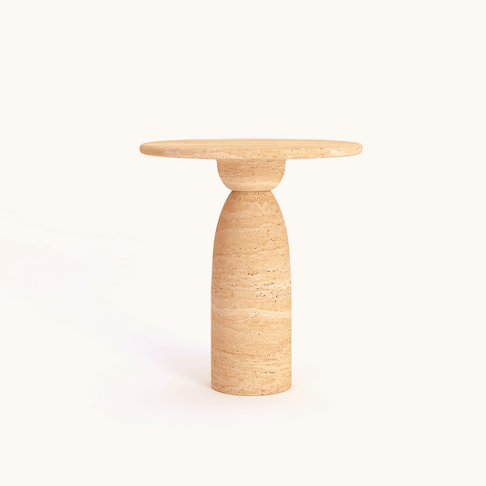 Modern Minimalist Travertine Side Table