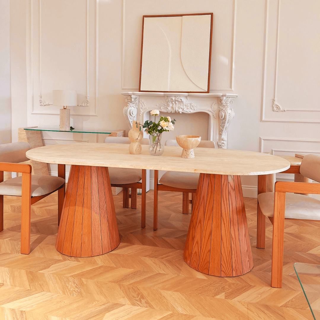 The Redwood Travertine Dining Table