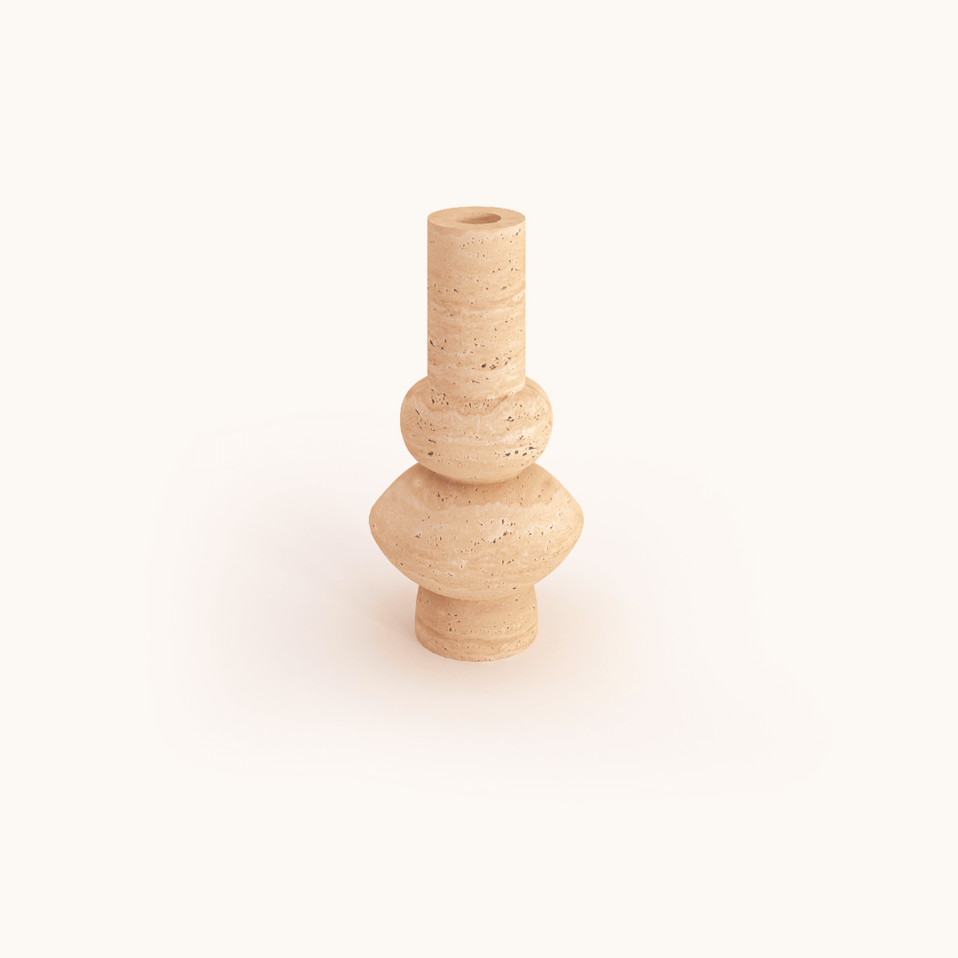 Minimalist Beige Travertine Vase