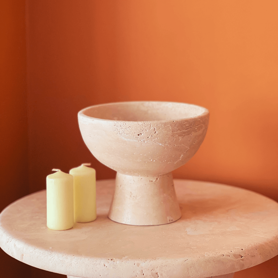 Sleek Modern Travertine Marble Bowl