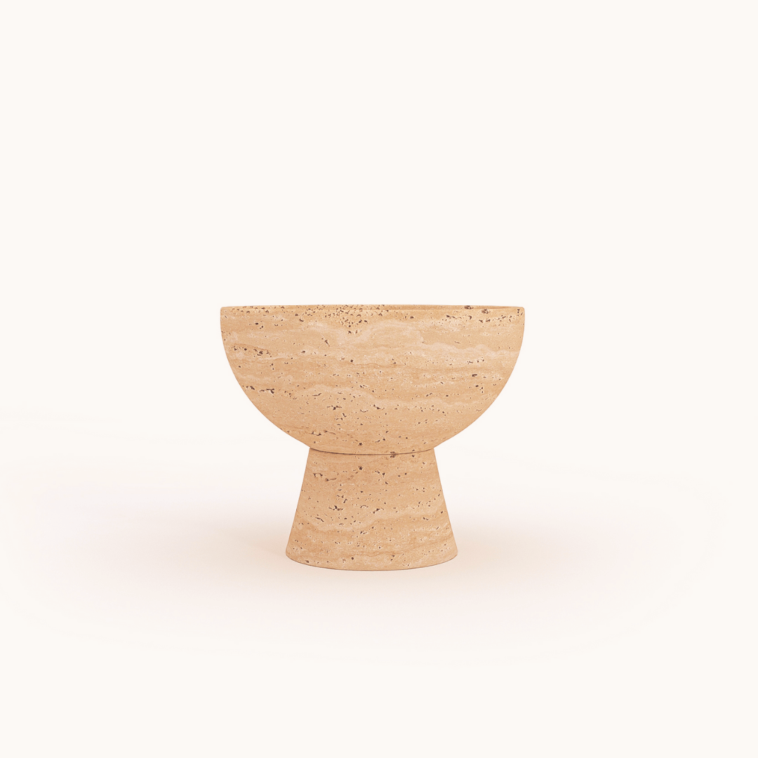 Sleek Modern Travertine Marble Bowl