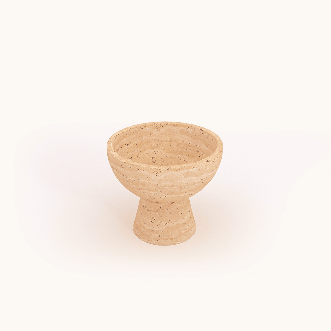 Sleek Modern Travertine Marble Bowl