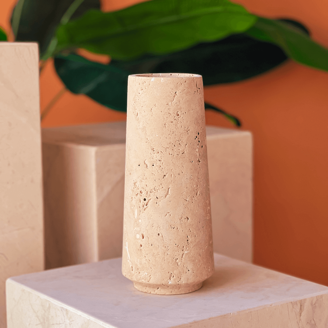 Classic Beige Travertine Vase