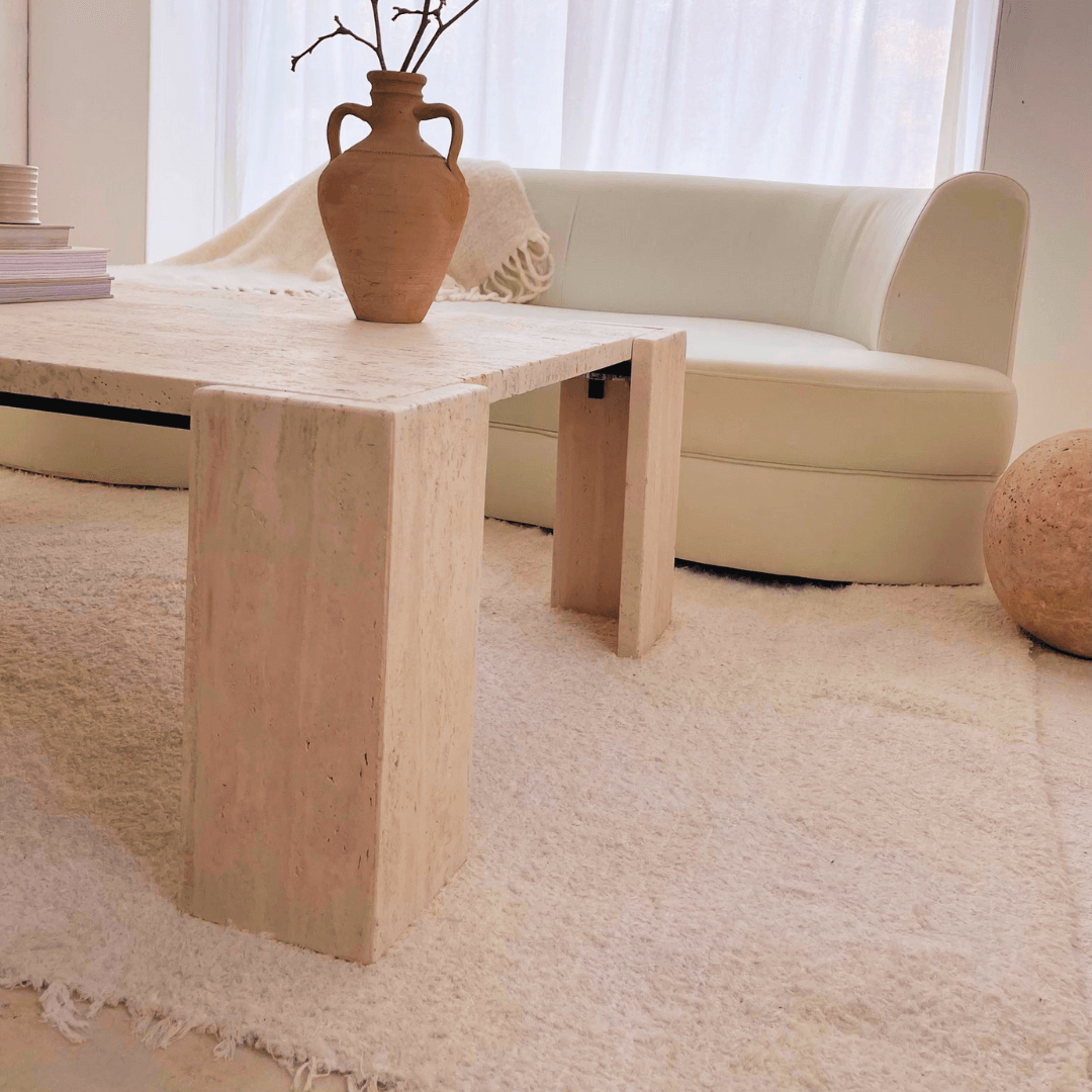 Modern Rustic Travertine Centerpiece Table