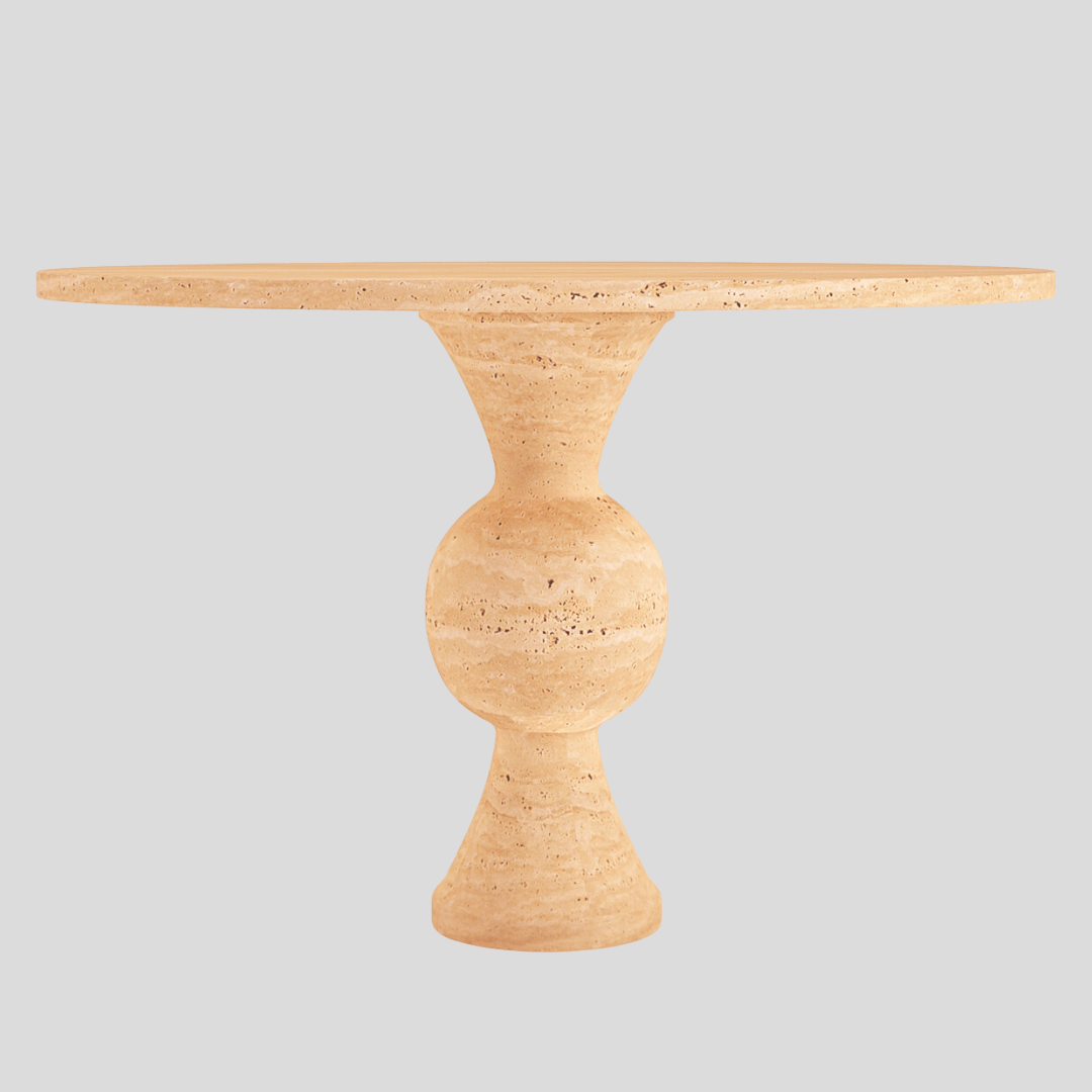 The Hourglass Round Travertine Dining Table