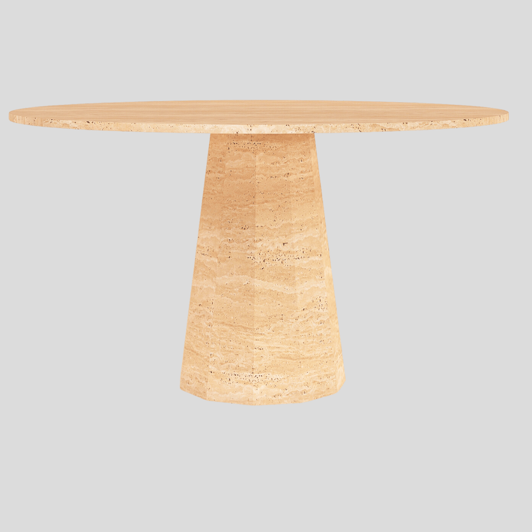 The Apex Round Travertine Dining Table