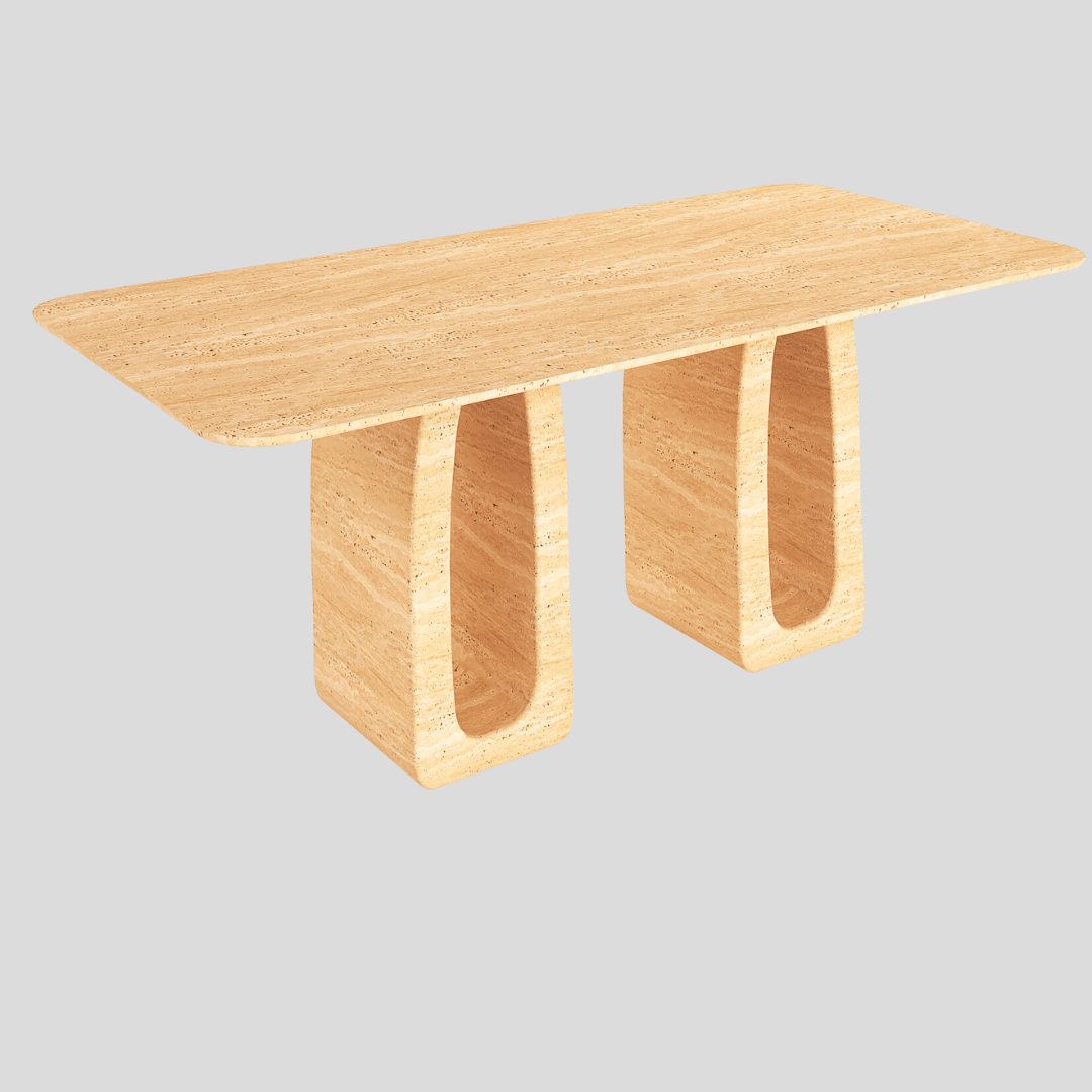 The Arcadia Travertine Dining Table