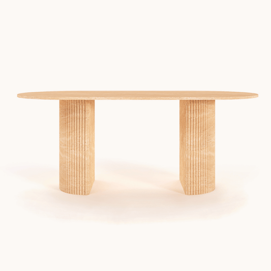 The Regal Ellipse Travertine Dining Table