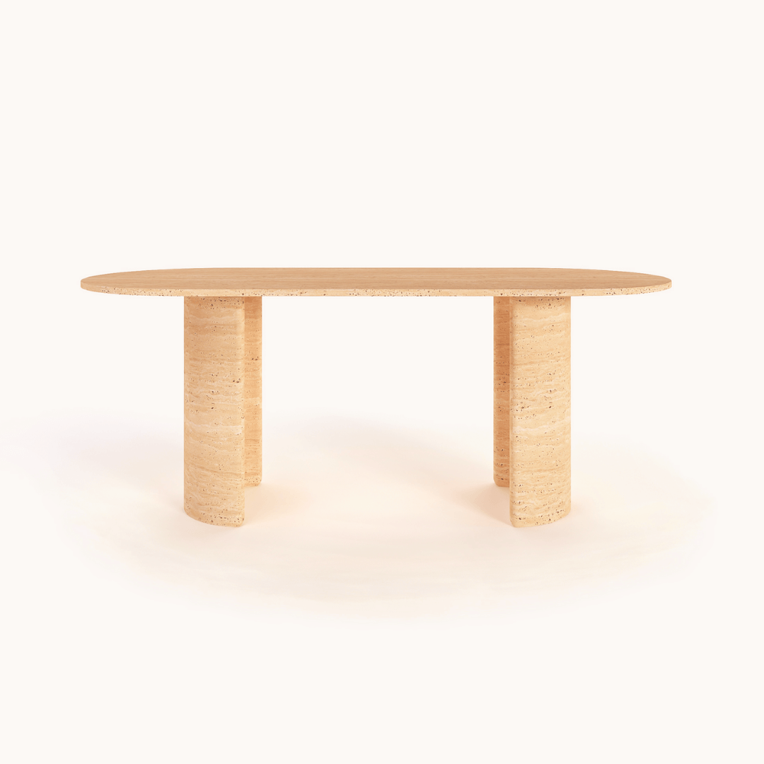 The Regal Ellipse Travertine Dining Table