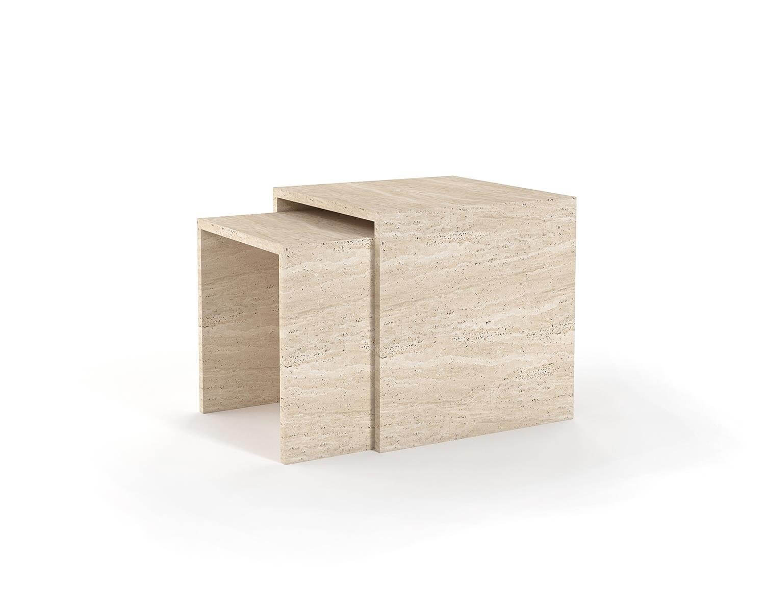 Stylish Travertine Zenith Nesting Side Tables for Contemporary Interiors