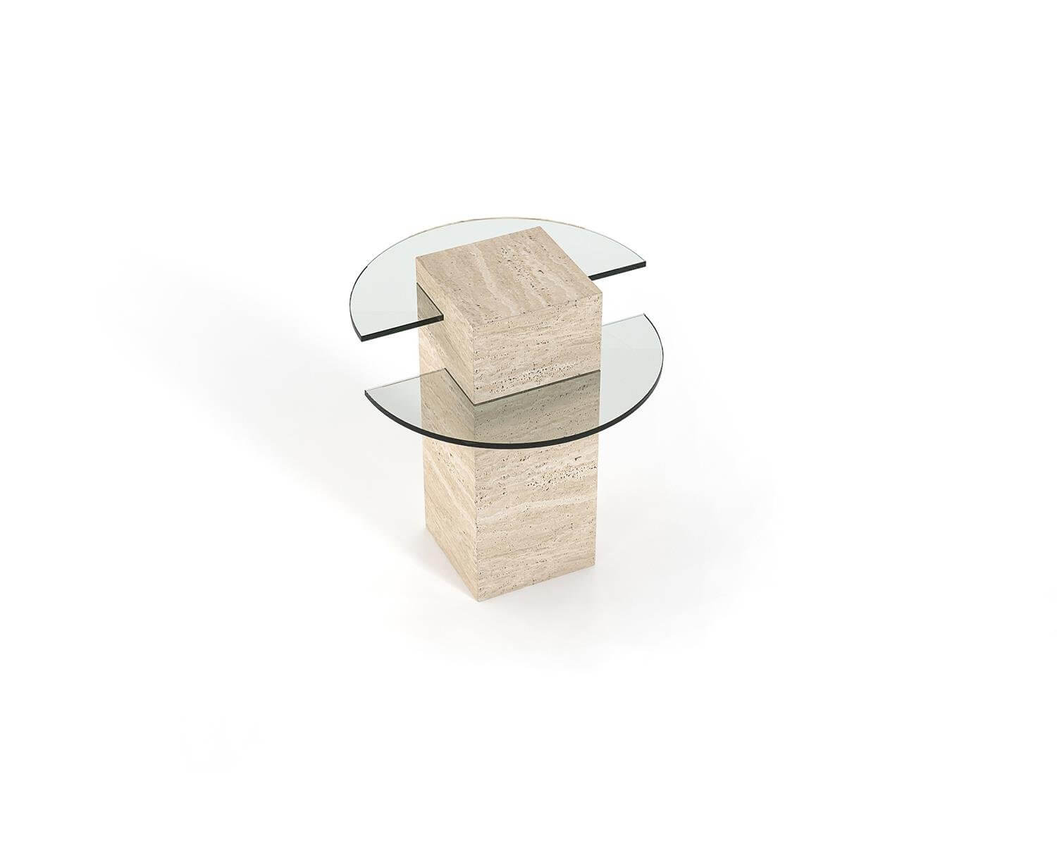 Sleek Tavertine Side Table with Artisan Quality