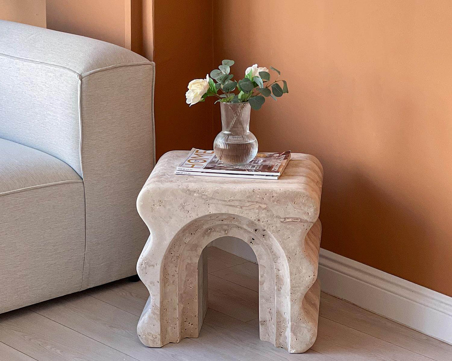 Contemporary Travertine Table with Organic Irregular Shape