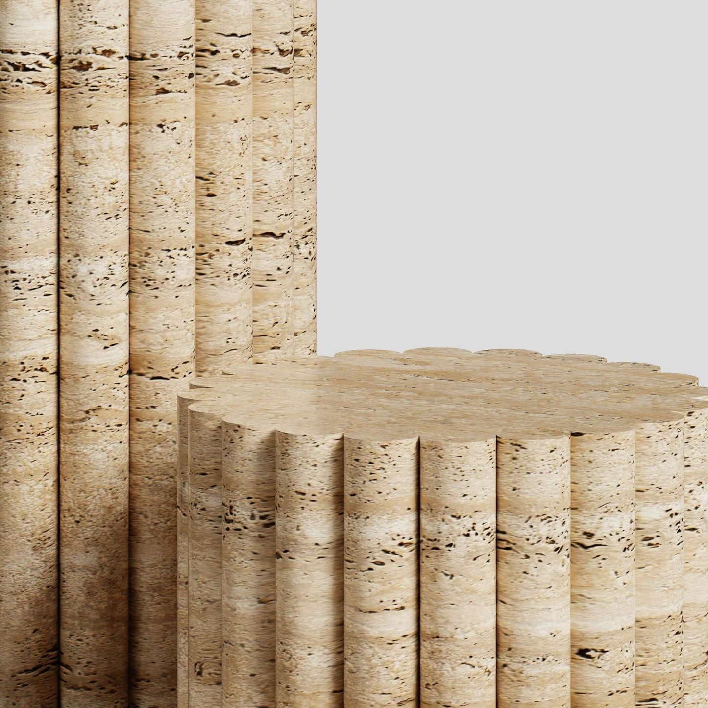 Travertine Elegance Pillar Trio