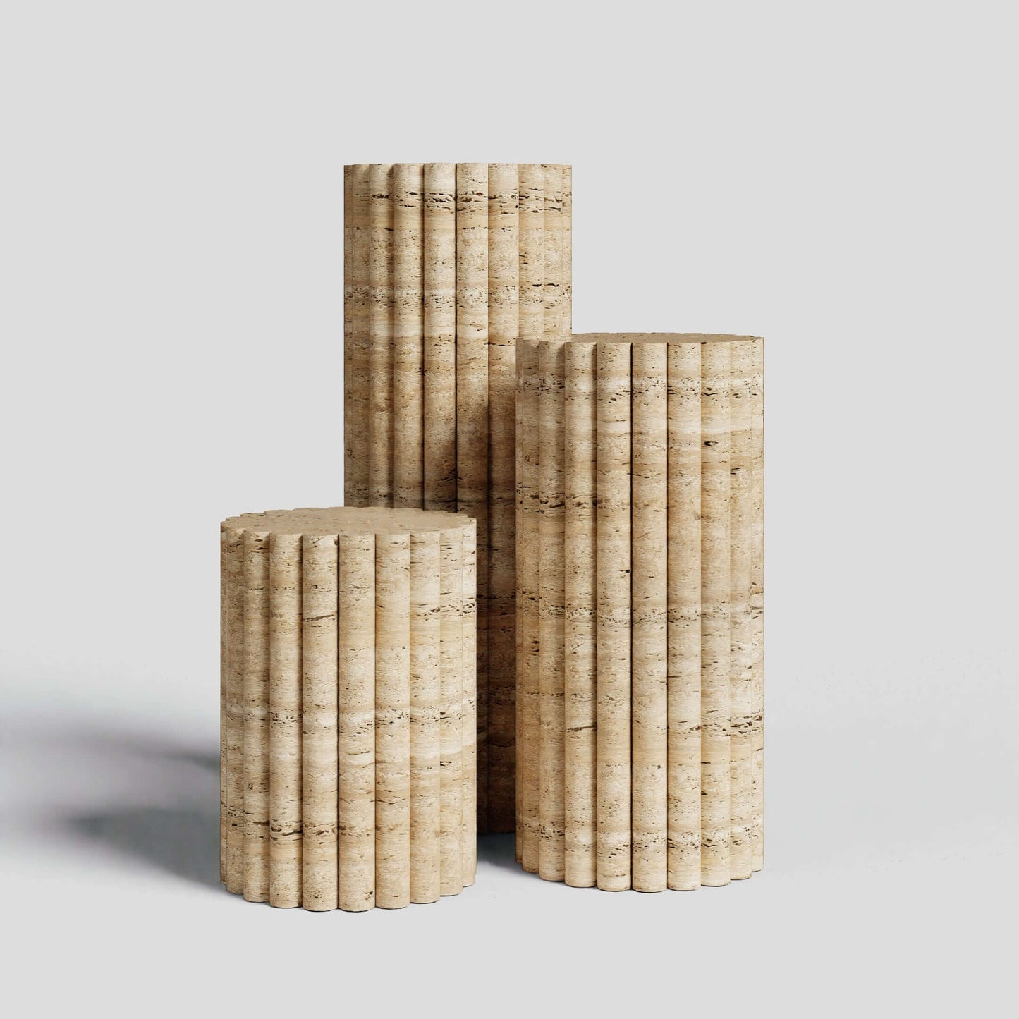 Travertine Elegance Pillar Trio