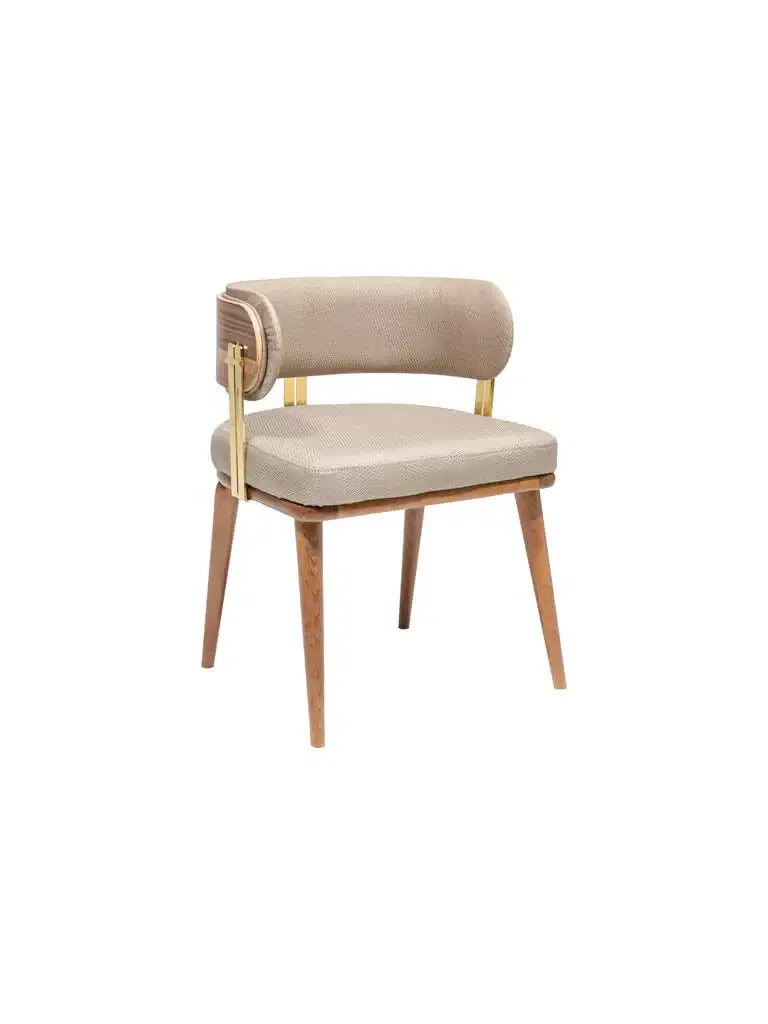 Mid-Century Modern Walnut and Brass Chair