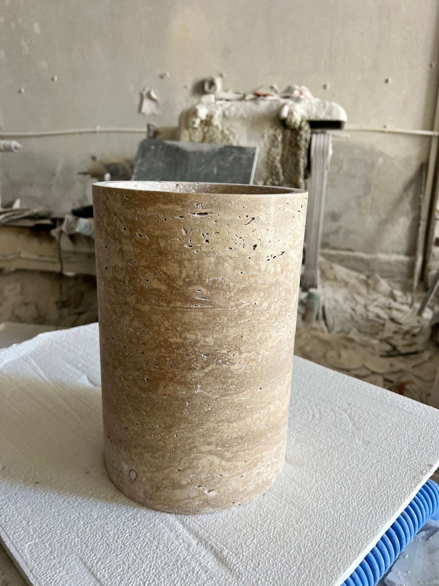 Golden Sunrise Travertine Vase