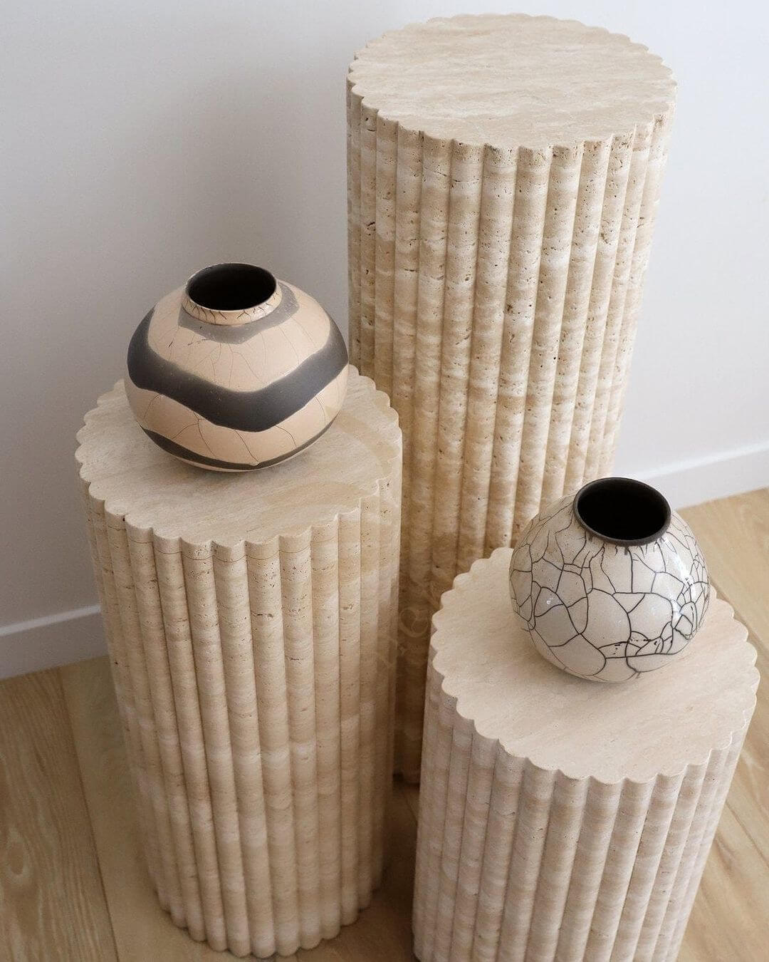 Travertine Elegance Pillar Trio