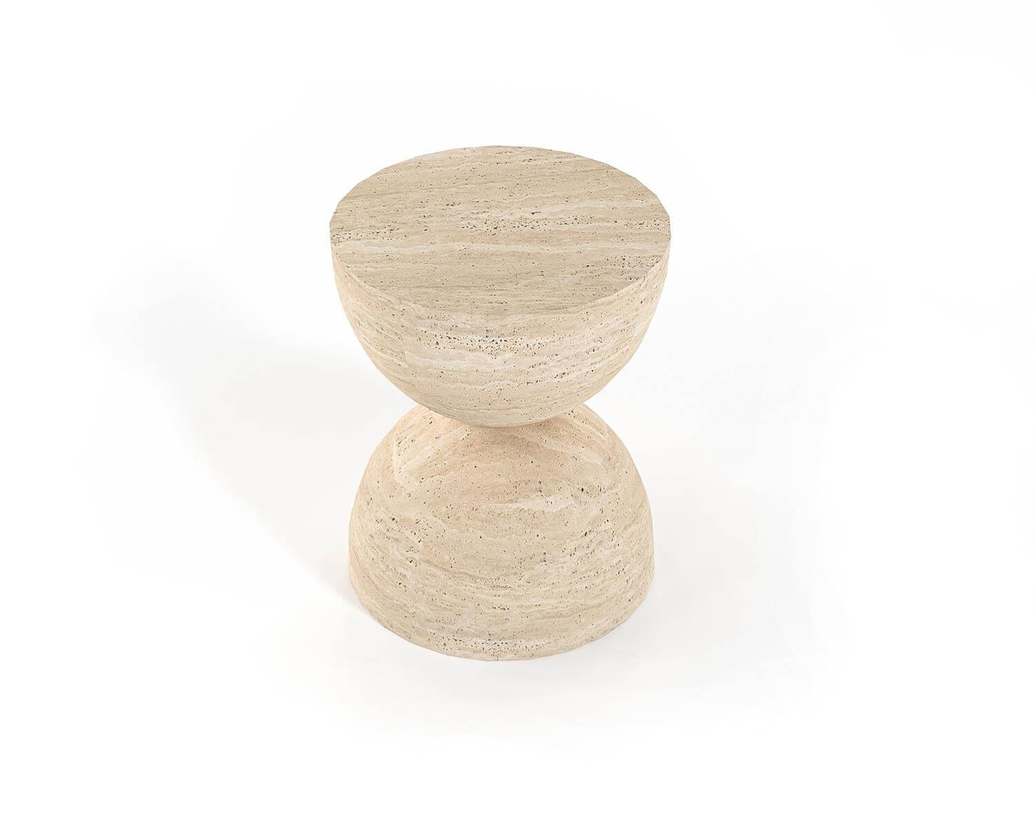 Elegant Terra Sphera Travertine Stool with Smooth Finish