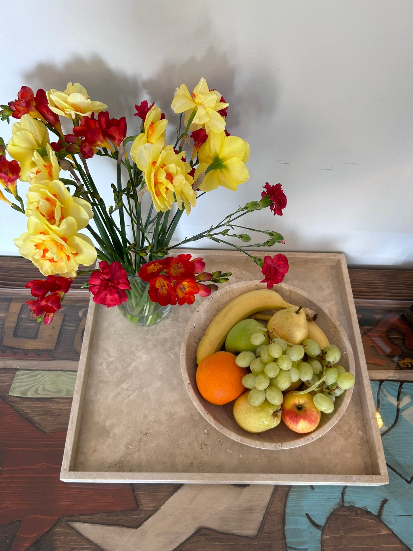 Travertine Tray - Heavy Natural Stone Serving/Catch-All Tray for Kitchen, Bathroom, Photography Props, XXXL