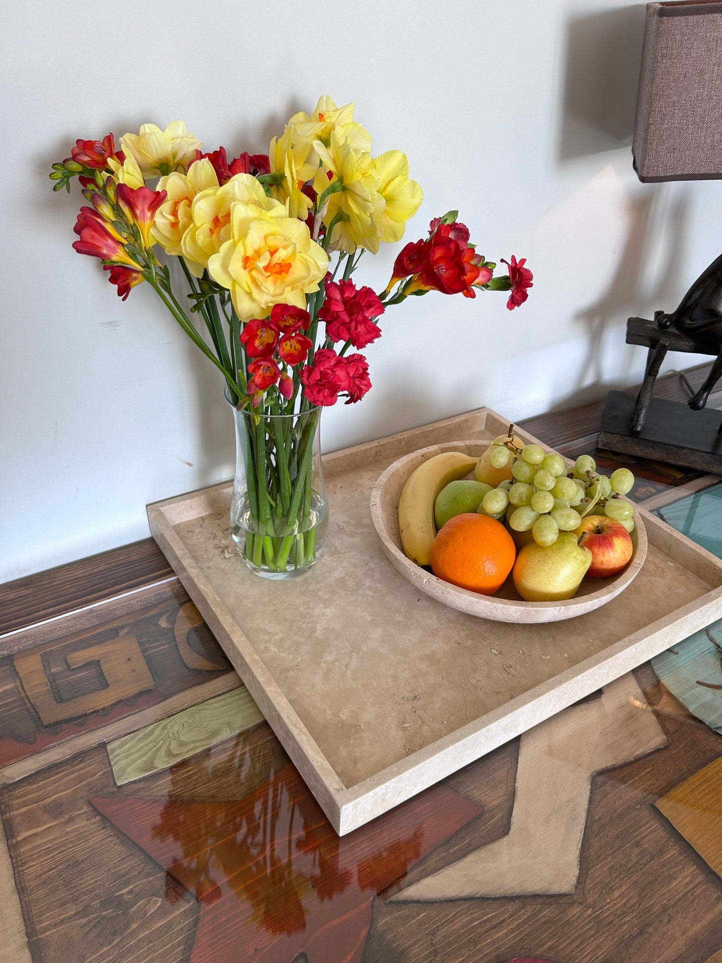 Travertine Tray - Heavy Natural Stone Serving/Catch-All Tray for Kitchen, Bathroom, Photography Props, XXXL